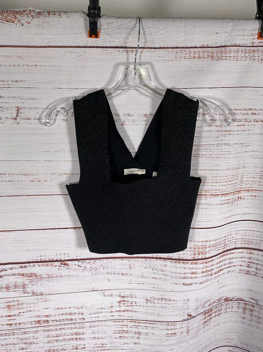 A.L.C. Women's Black Rayon Metallic Cropped Top Size XS