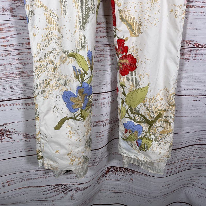 NWT Obermeyer Cortina White Floral Print Lined Snow Pants - Size 8