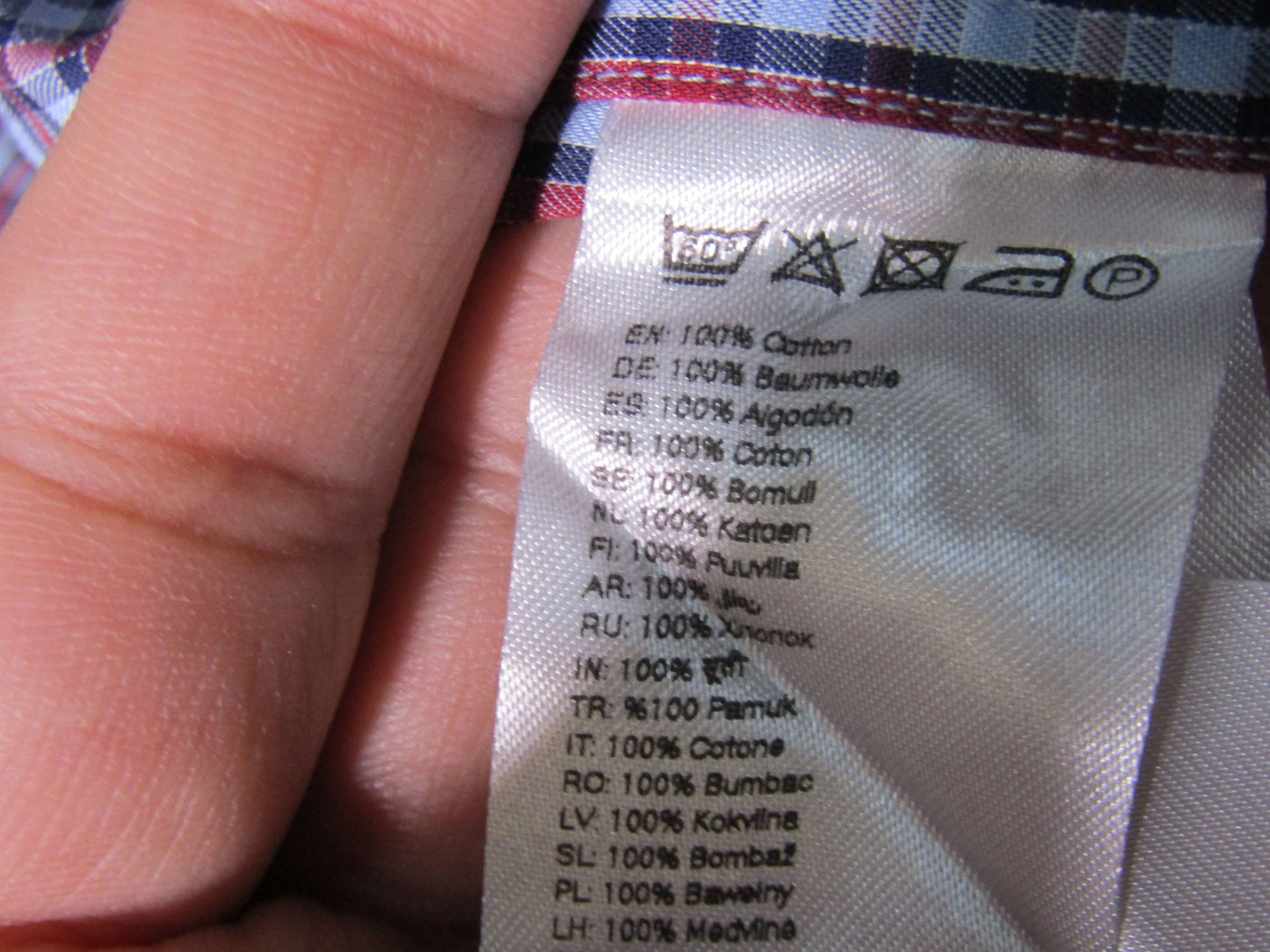 Eton Men's Red & Blue Contemporary Fit Gingham Shirt Size L
