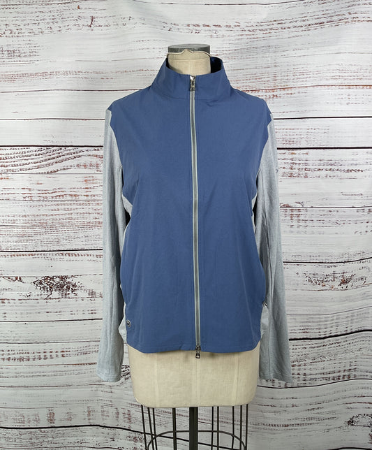 Peter Millar Crown Crafted Blue and Gray Light Weight Zip-Up Jacket - Size Large