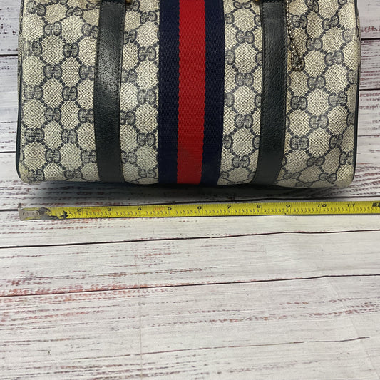 Vintage Gucci Sherry Line Boston Bag PVC Leather Monogram Handbag Shoulder Bag