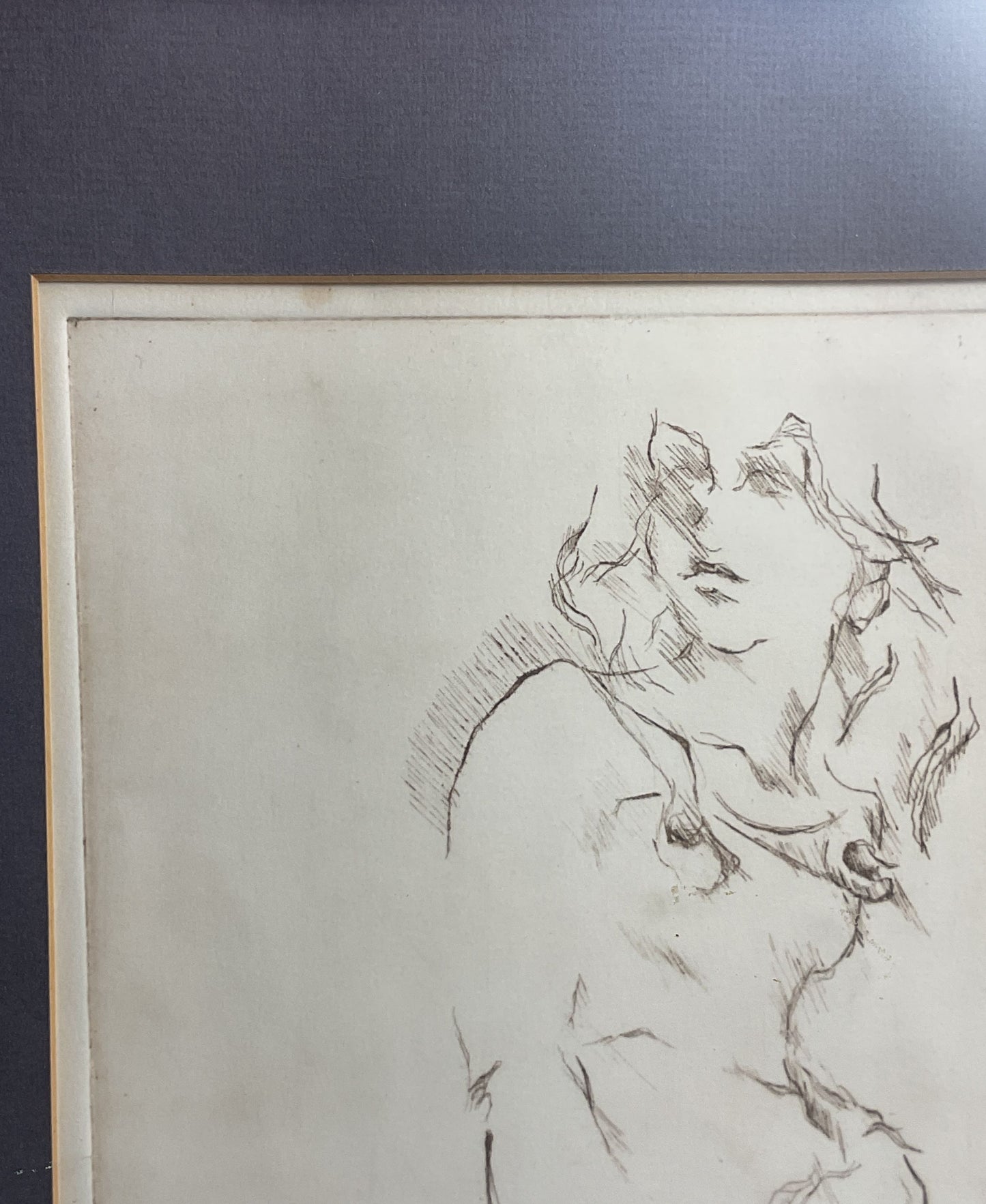 Outline Sketch of a Woman Framed Print Signed by L Dorfman