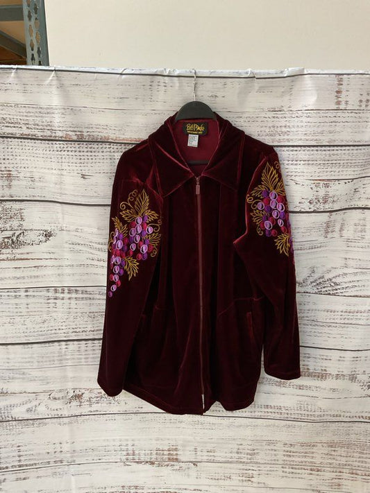 Vintage Bob Mackie Wearable Art Women's Red Velvet Embroidered Jacket - Size M