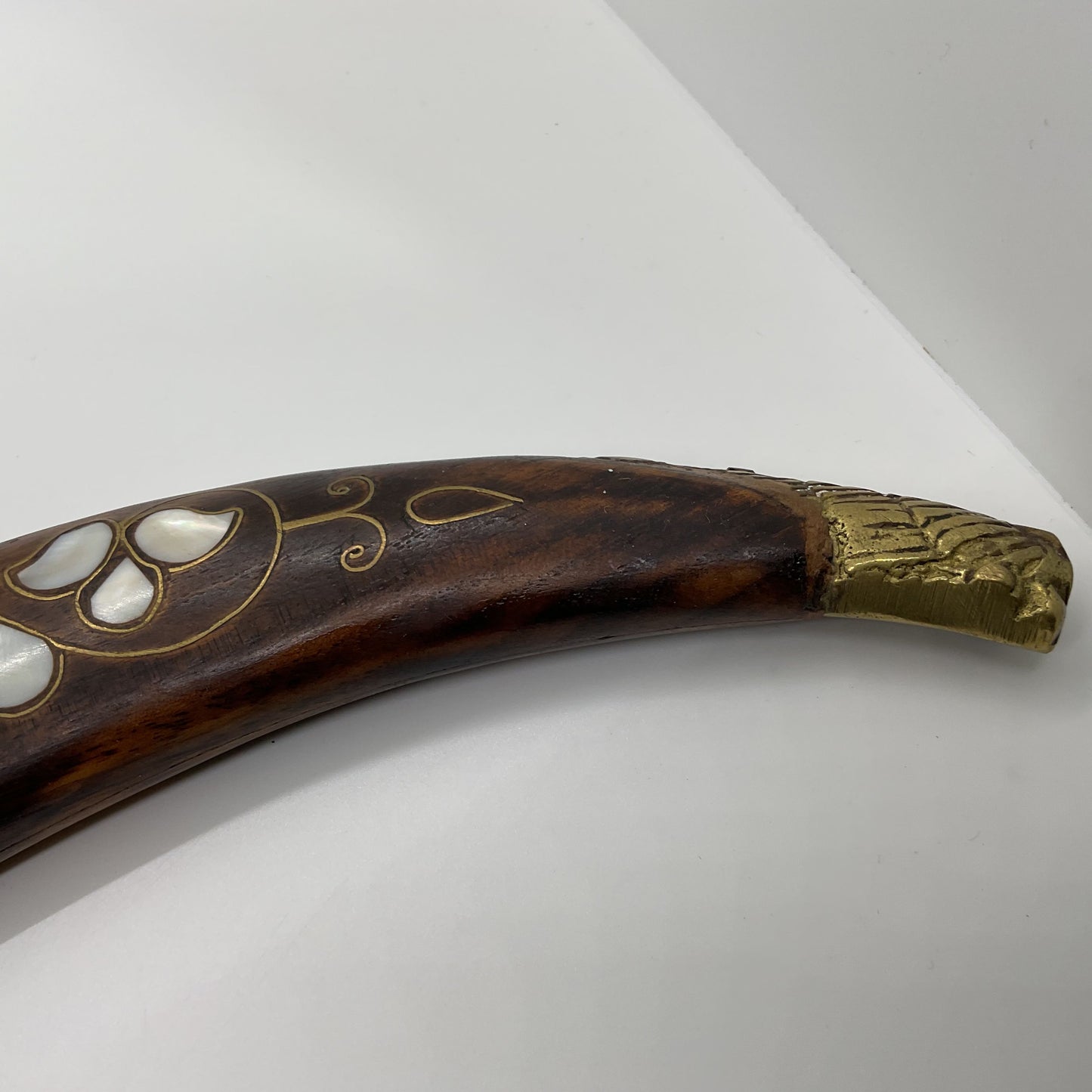 VTG./ANTIQUE Wood Curved Mother of Pearl Inlay Ottoman Style Dagger- 15"