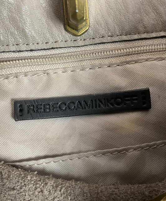 Rebecca Minkoff Pebbled Gray Leather Crossbody Bag with Tassel and Gromet Detail