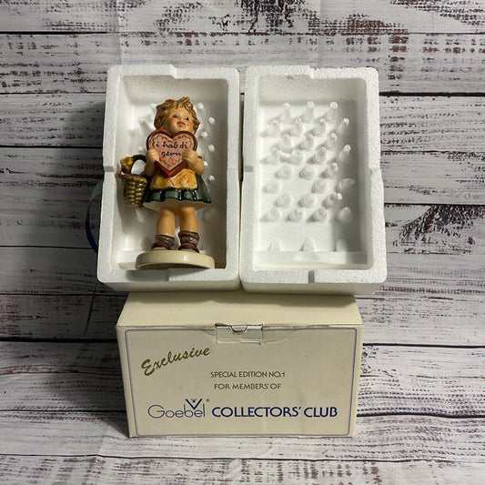 VTG Goebel Hummel German Valentine Girl Collectors Club Special Edition 1 w/ Box