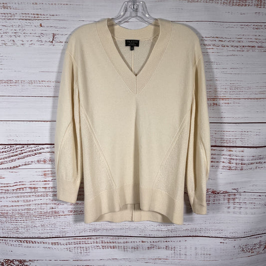Rag & Bone Cream White Cashmere V Neck Long Sleeve Sweater - Size XS