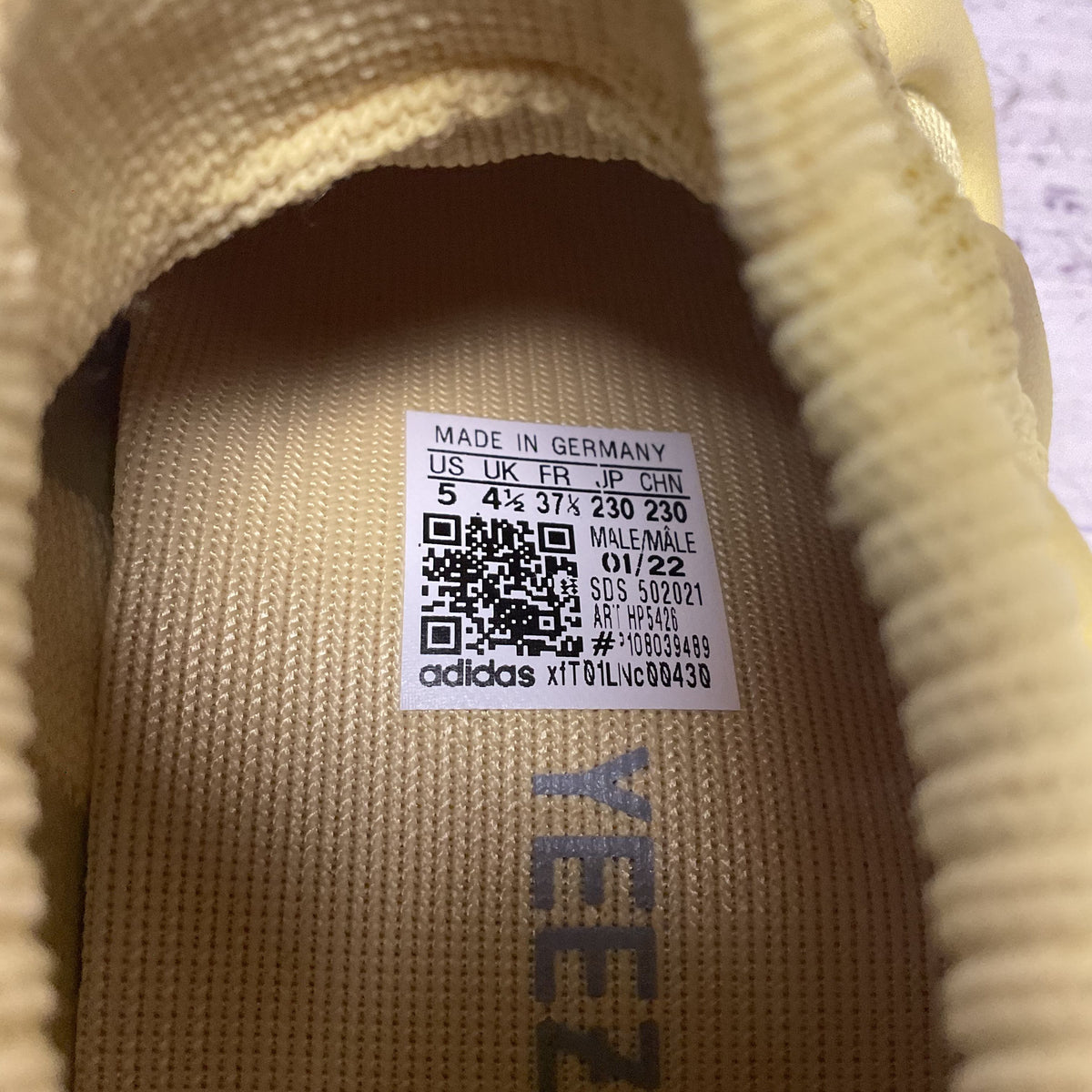 adidas Yeezy 450 Sulfur Yellow Sneaker HP5426 Shoe Size Men 5