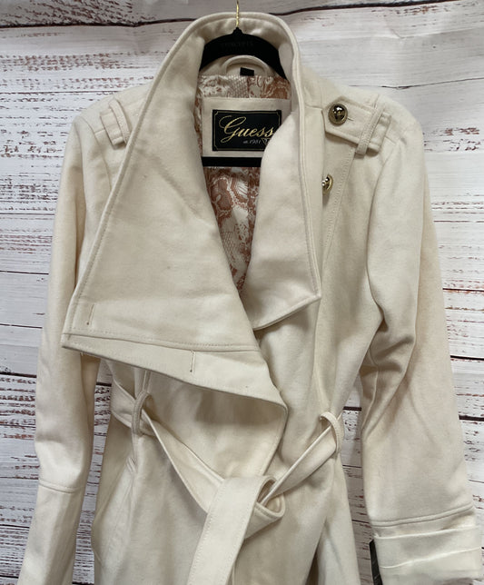 Guess Women's Ivory Wool Blend Asymmetrical Coat Jacket Size XL