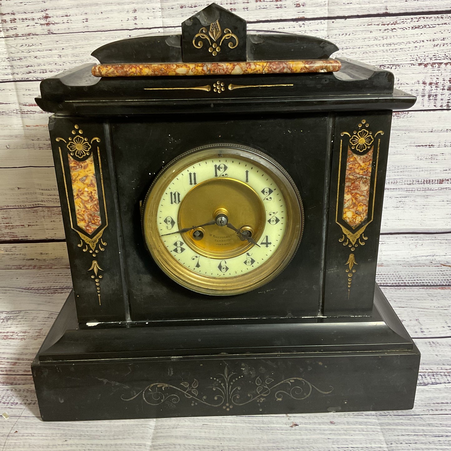 ANTIQUE 19th Century Victorian WILLIAM BRUFORD & SON Onyx & Marble Mantel Clock