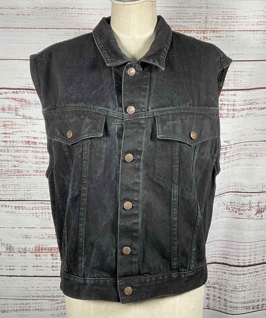 Jordache Sleeveless Denim Jacket Black Large