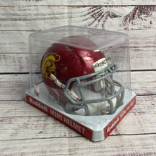 Matt Barkley #7 Signed USC Trojans Riddell Mini Football Helmet