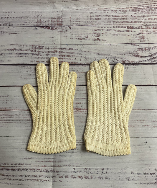 Vintage Cream Knit Gloves - Size 7