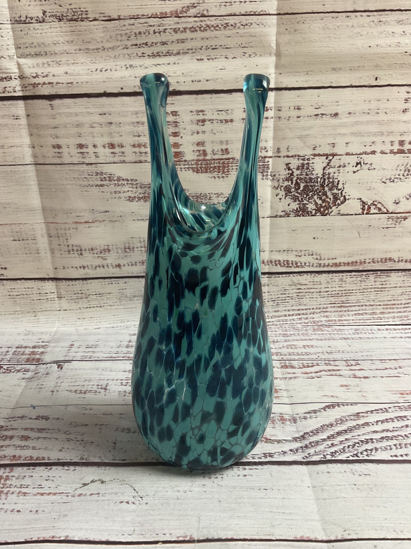 Blue Mottled Glass Swimsuit Vase