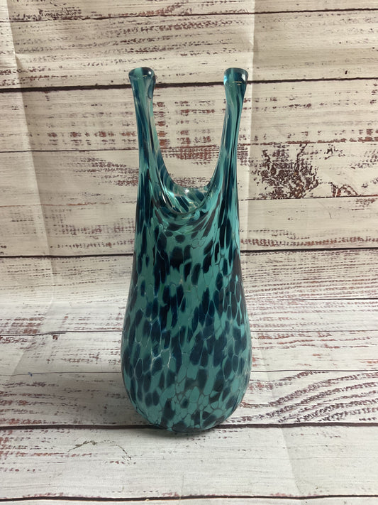 Blue Mottled Glass Swimsuit Vase