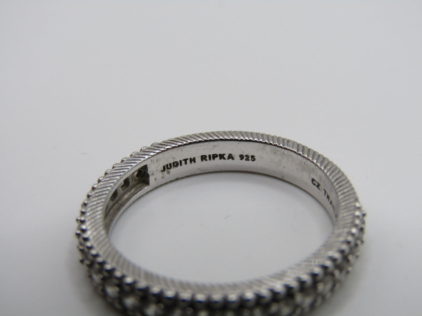 Judith Ripka Sterling Silver Cable Half Eternity Ring Size 7.5