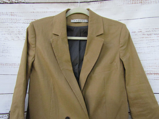 Malloni Women's Brown Ramie Blend Long Jacket Size 42 Made in Italy