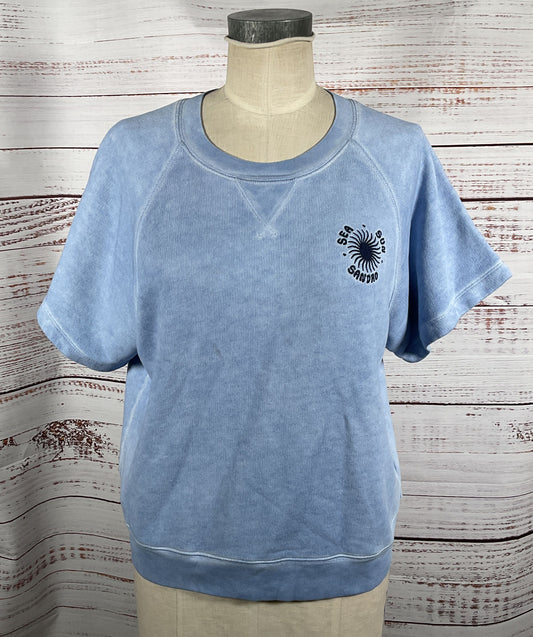 Sandro Faded Cotton T-Shirt Blue Large