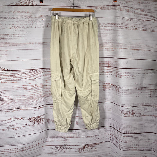 AllSaints Freda Tencel Lyocell Tapered Ecru White Cargo Pants Size 8 New W/ Tags