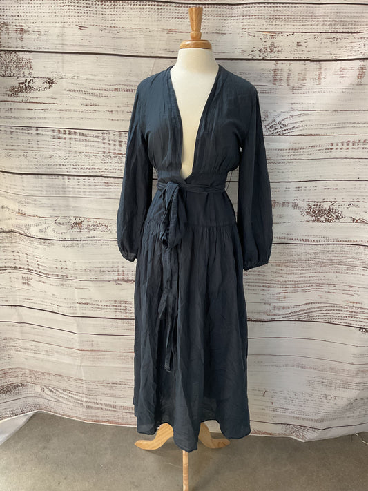Wyeth Morro Navy Blue Belted Button Front Sample Dress - Size S