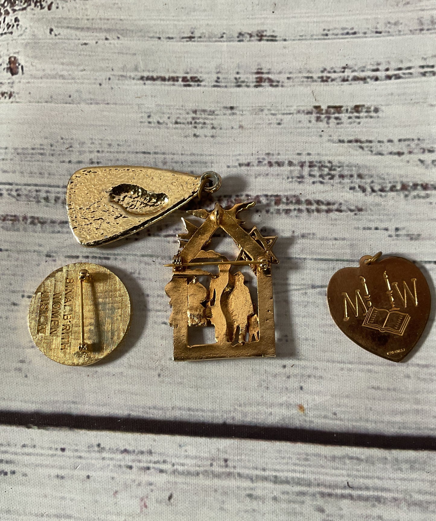 Mizrachi Womens Organization of America 4 Gold Plated Vintage Brooch