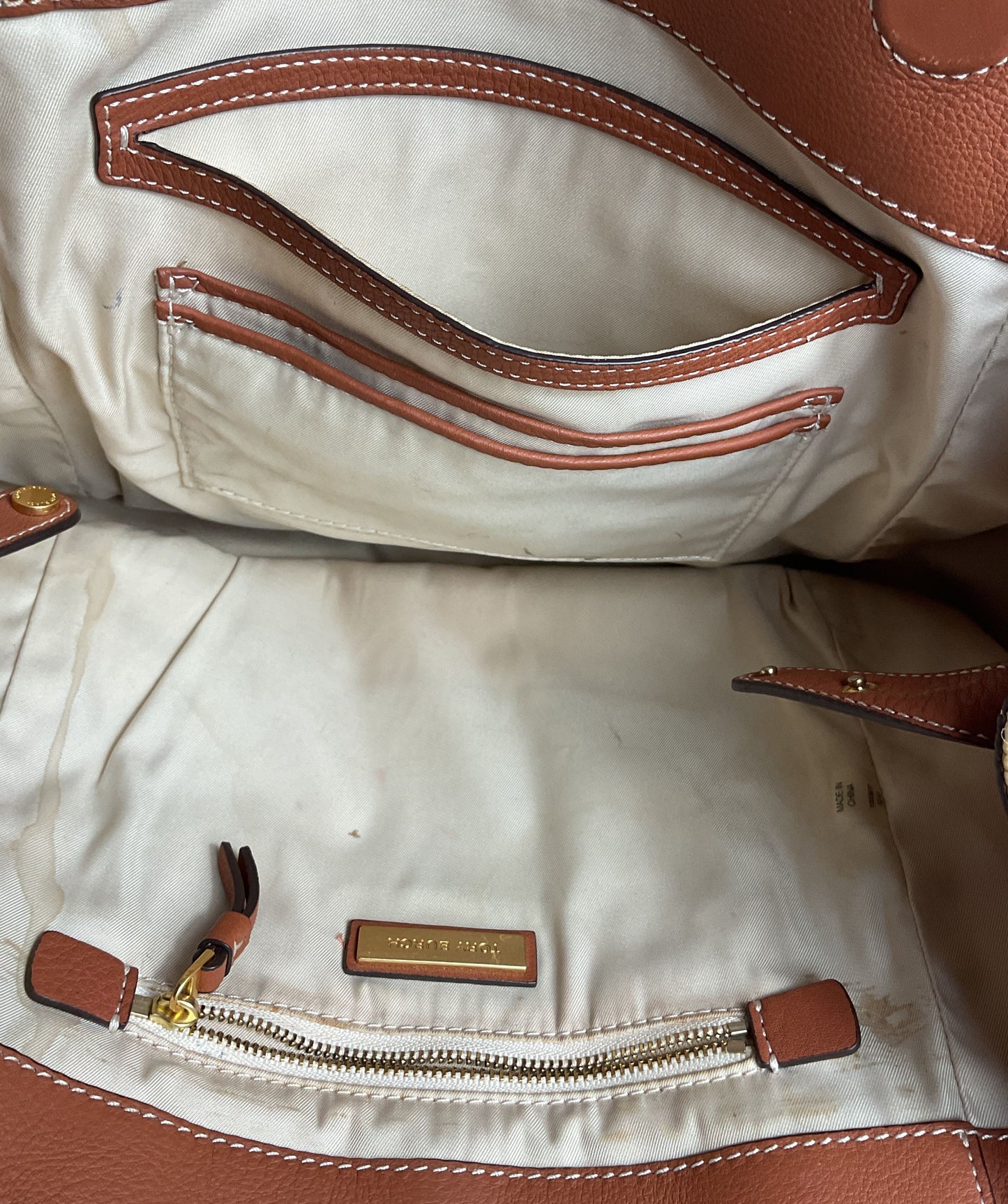 Tory Burch Half-Moon Straw Tote Bag Brown