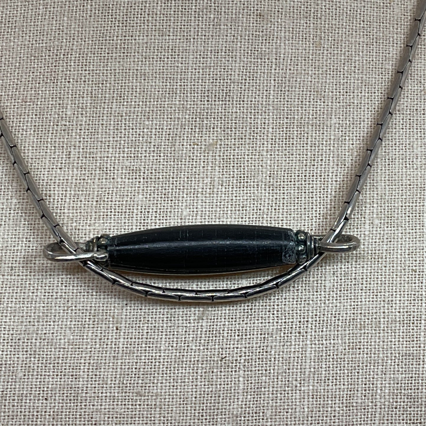 Sterling Silver & Onyx Pendant 16" Chain Necklace- 11.74g