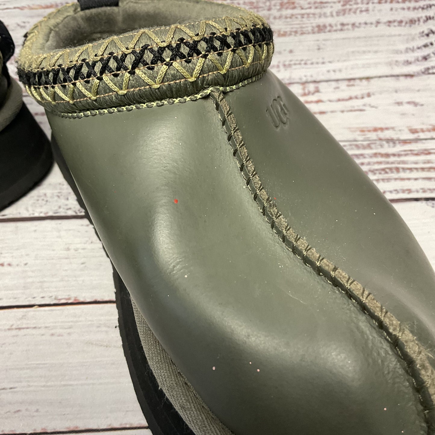Ugg Tazz Green Seaweed Platform Slipper Women Size 6