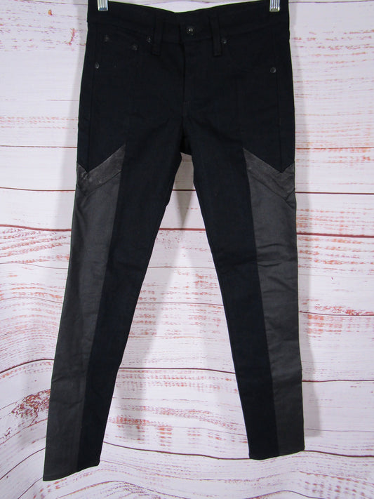 Rag & Bone Grand Prix Motocross Women's Black Skinny Jeans Size 25