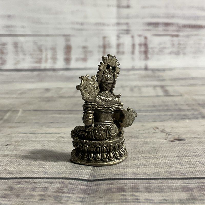 Vintage Bronze Green Tara Bodhisattva 1.5" Tibetan Buddhist Mini Idol