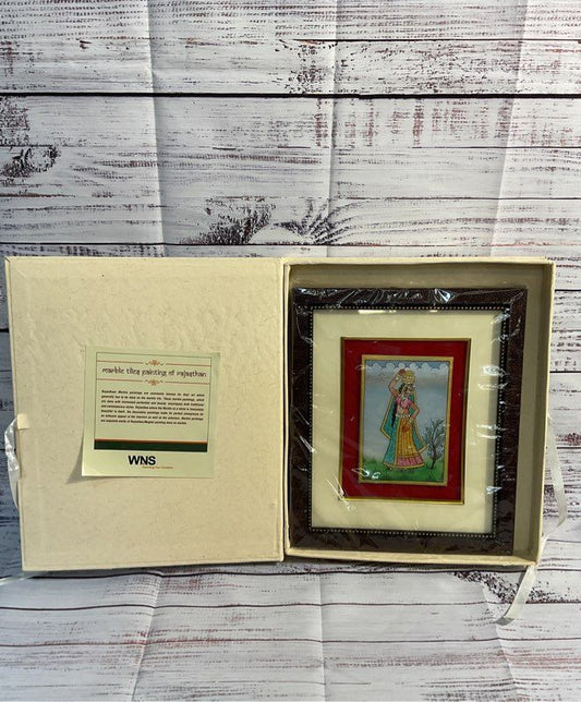 New Rajasthani Painting on Marble Lady in a Field Art Piece