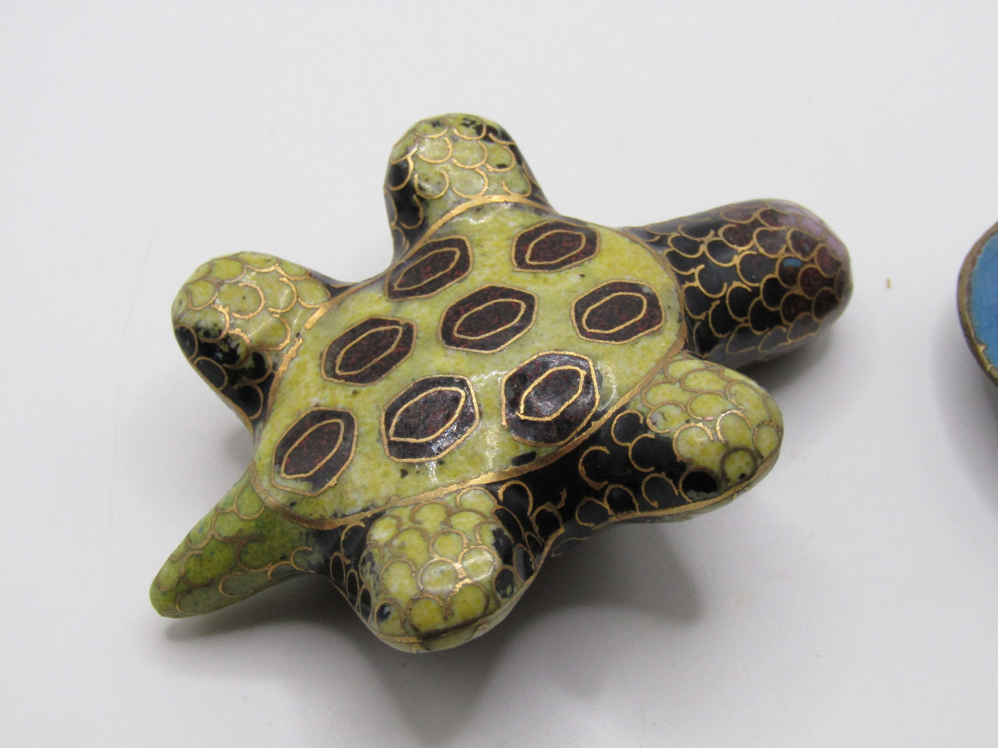 Vintage Handcrafted Cloisonné Enamel Turtle Pill Box