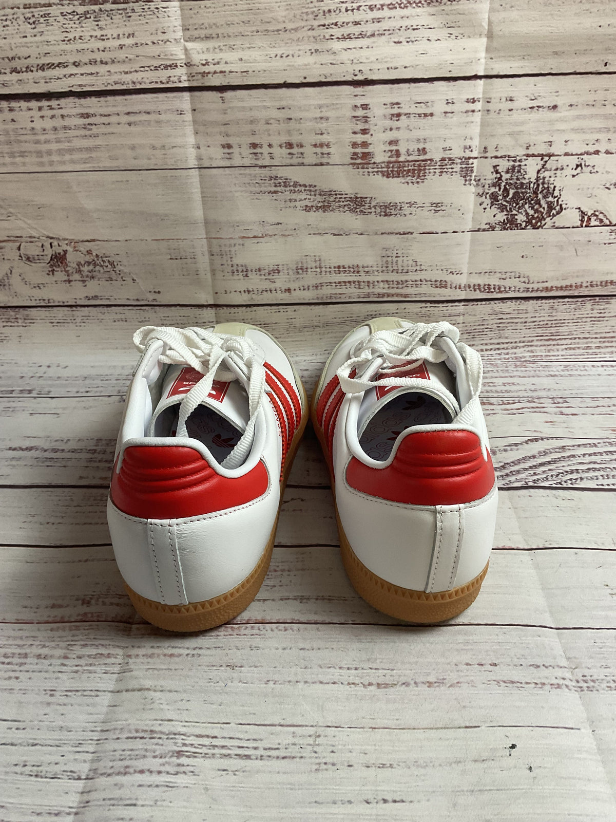 adidas Samba White & Red Sneaker Shoes With Extra Laces Women 9.5