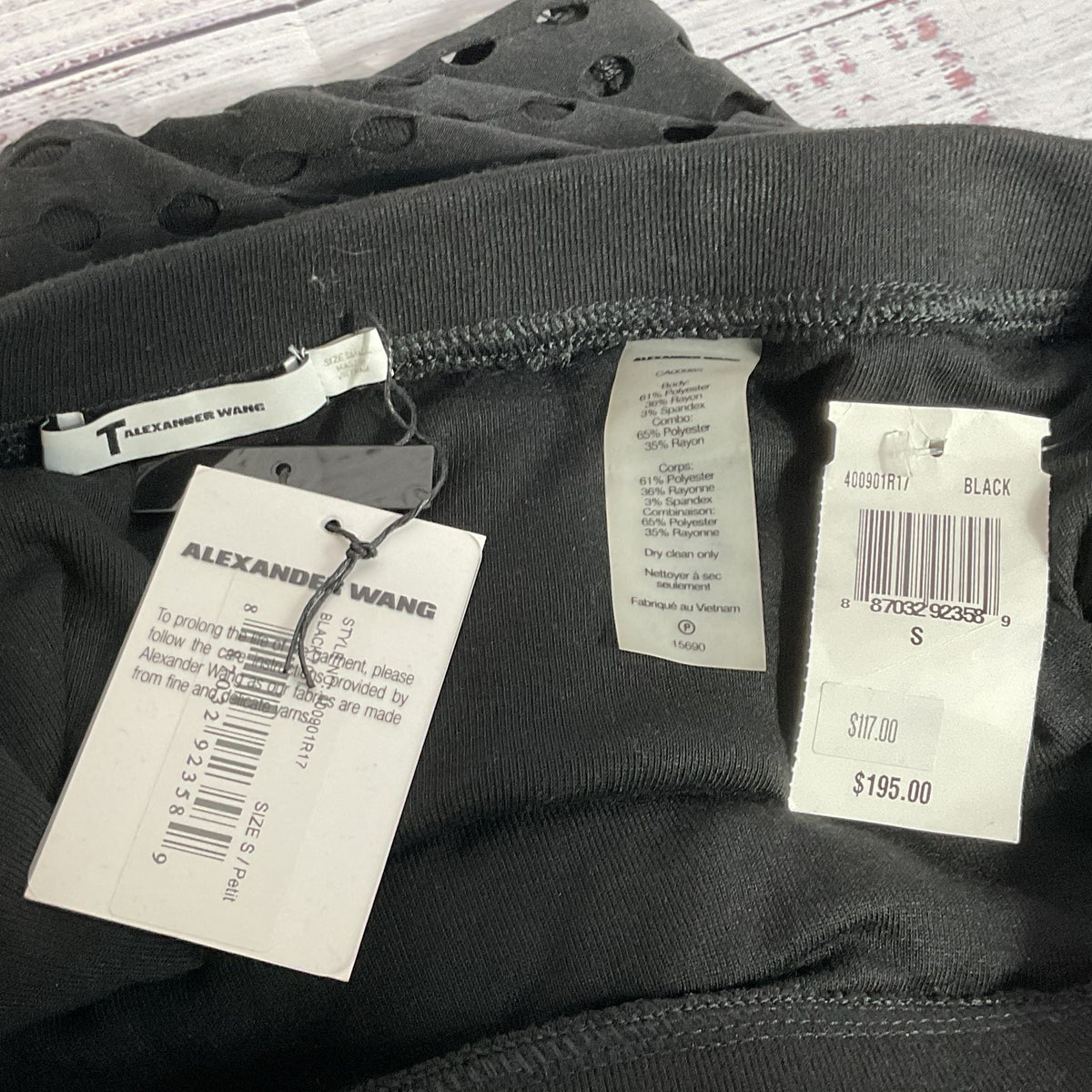NWT ALEXANDER WANG Black Circular Hole Midi Skirt- SZ S
