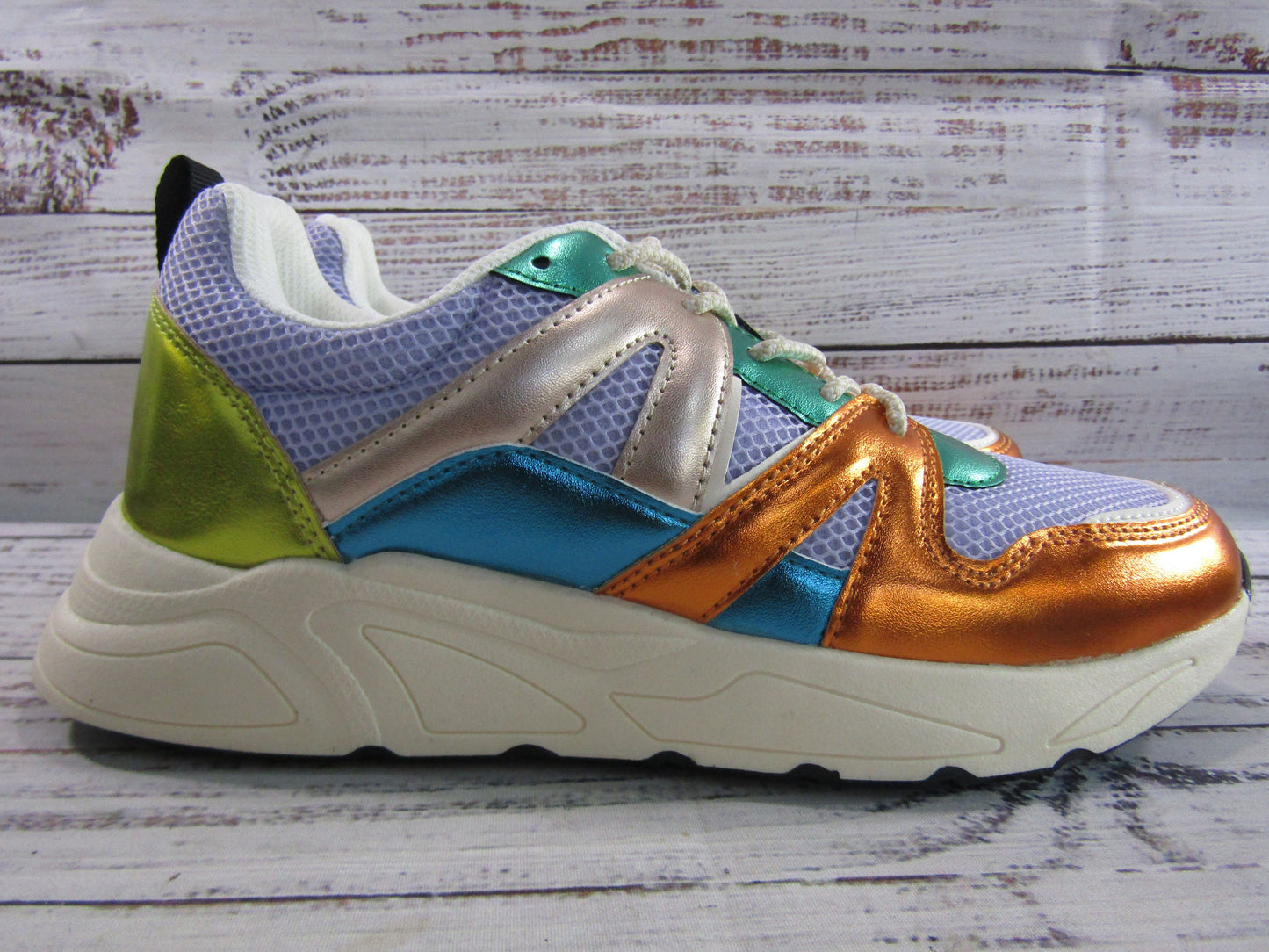 Lucky Step Women's Multi-Color Faux Leather Sneakers Size 8.5