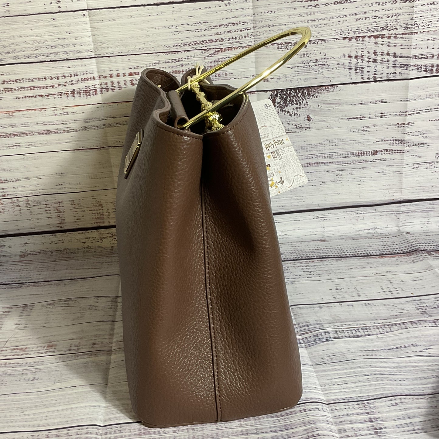 NWT LOUNGEFLY Harry Potter Deathfly Hallowe Brown Purse with Gold Elder Wand