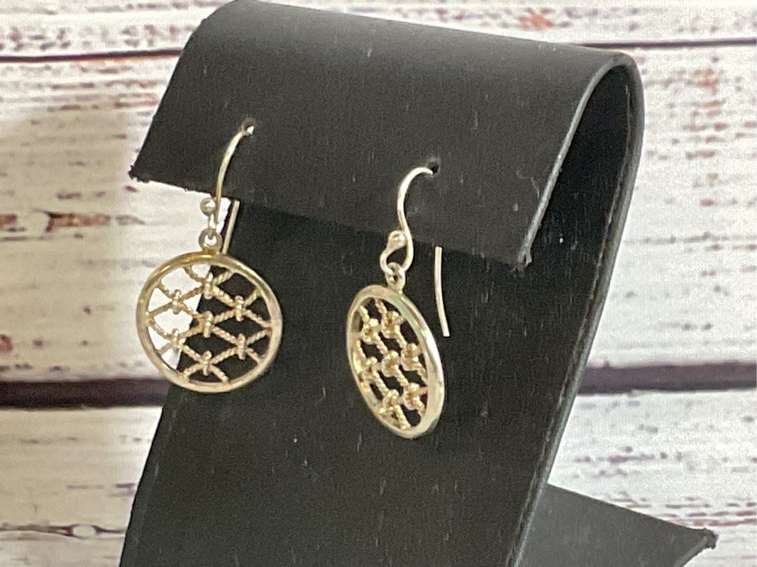 Sterling Silver Rope Weave 1 3/8" Dangle Earrings- 4.37g