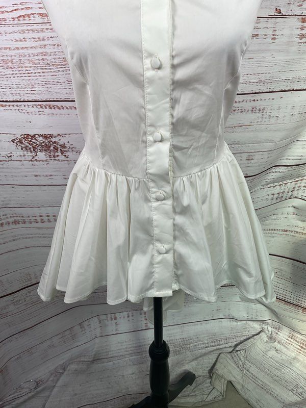 Flavio Castellani Women's White Sleeveless Button Dress Size 42 Made in Italy