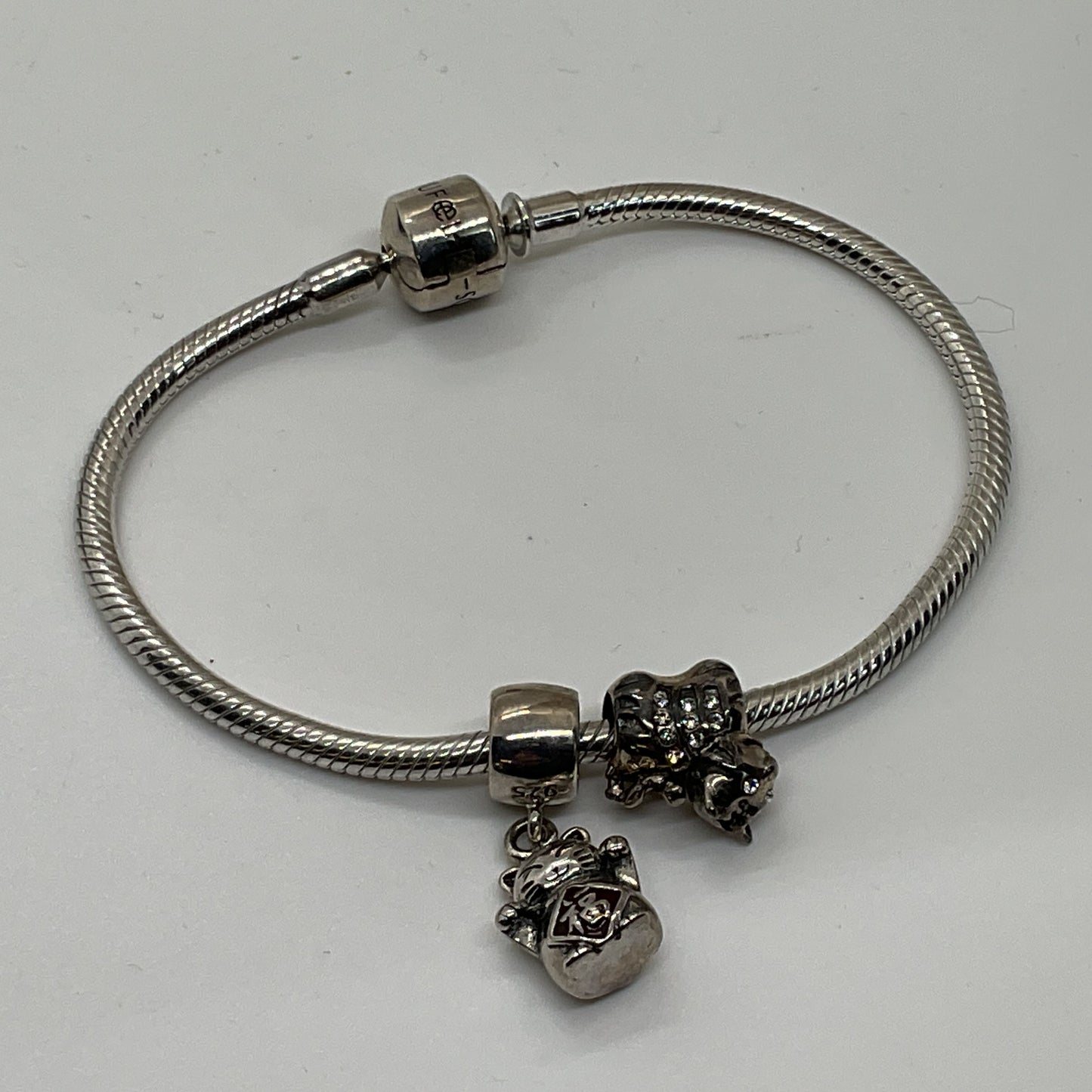 SOUFEEL Sterling Silver Cat Charms 6.5" Bracelet- 21.65g