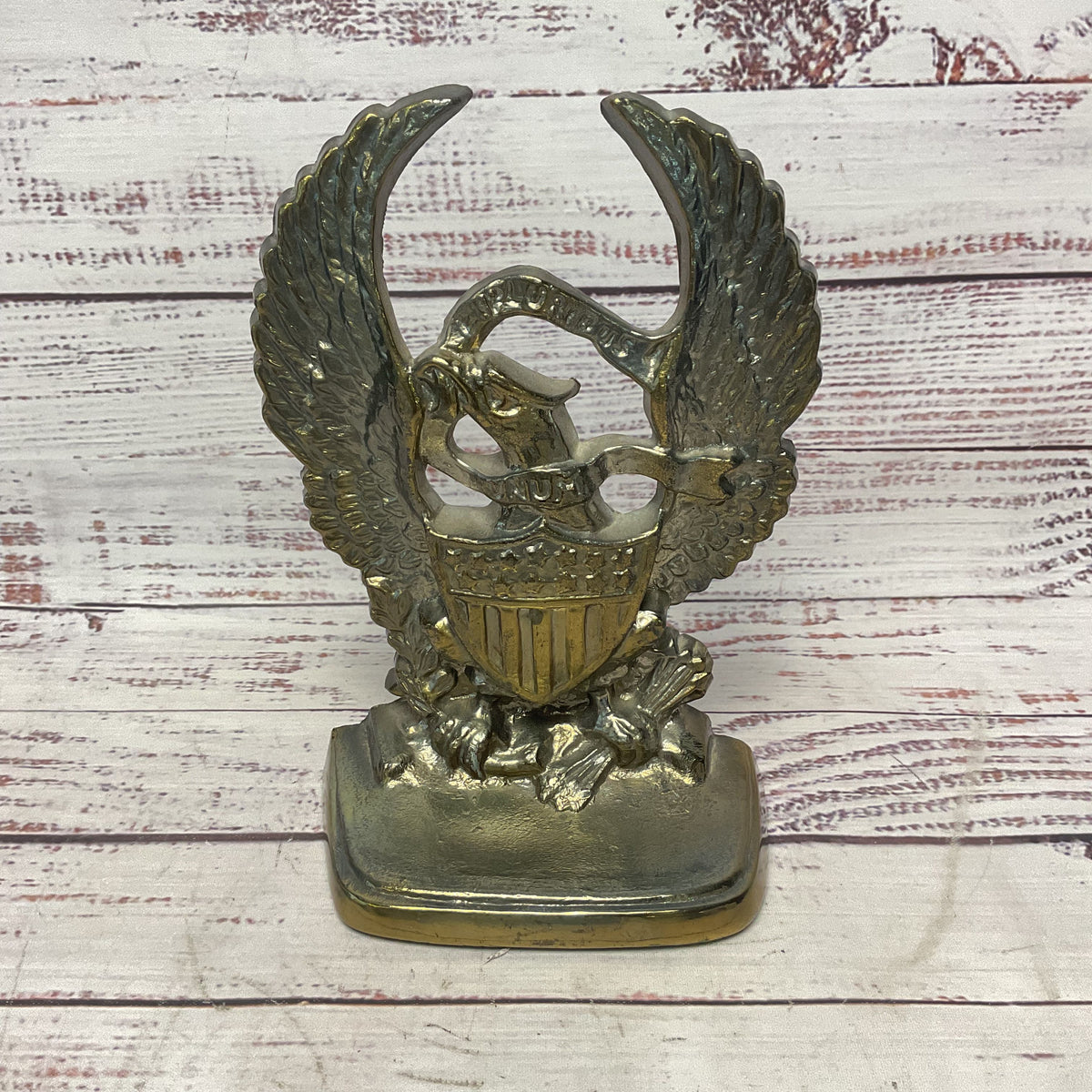 American Federal Eagle E Pluribus Unum Brass Singular Bookend 5"x7"