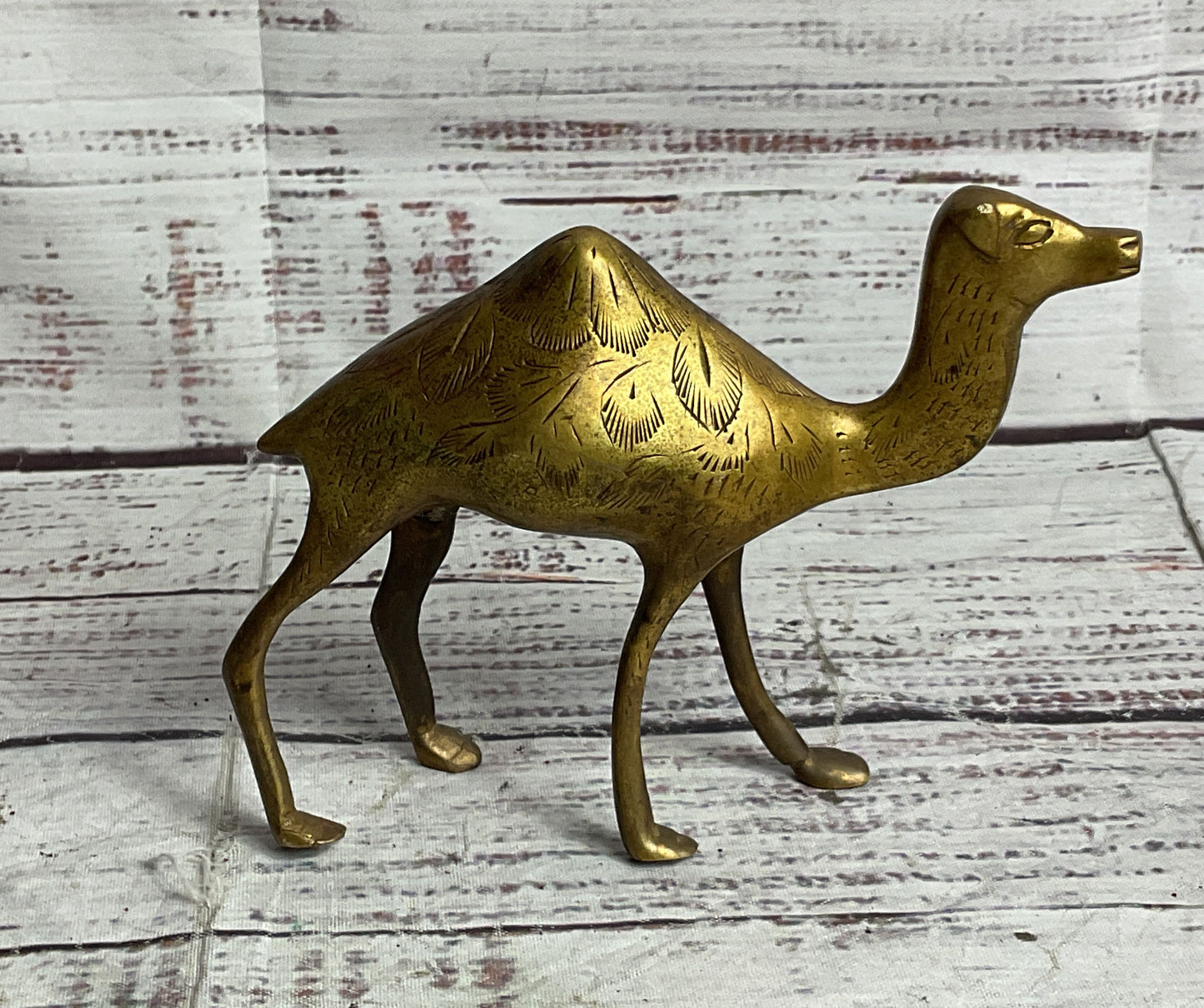 Vintage Engraved 4" Camel Figurine Brass