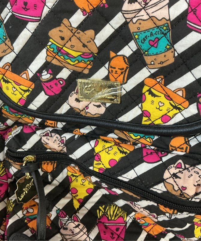 Women's Betsey Johnson Fast Food & Cat Print Quilted Backpack SO CUTE!!