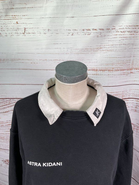 Astra Kidani Signature Collar Crewneck Black Sweater Size M Premium Cotton