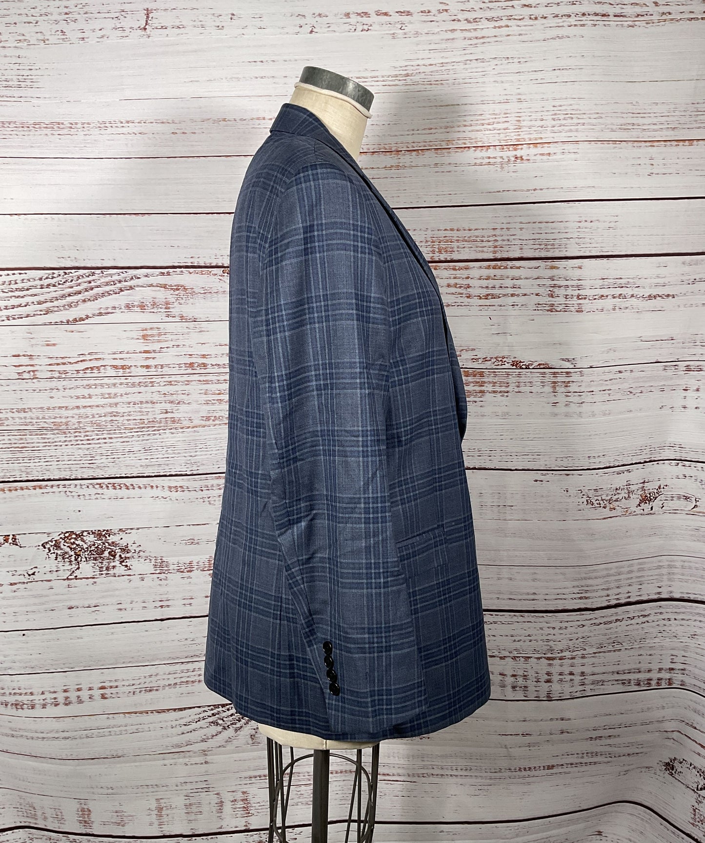 Men's Brooks Brothers Blue Plaid Lambs Wool Blazer - Size 42