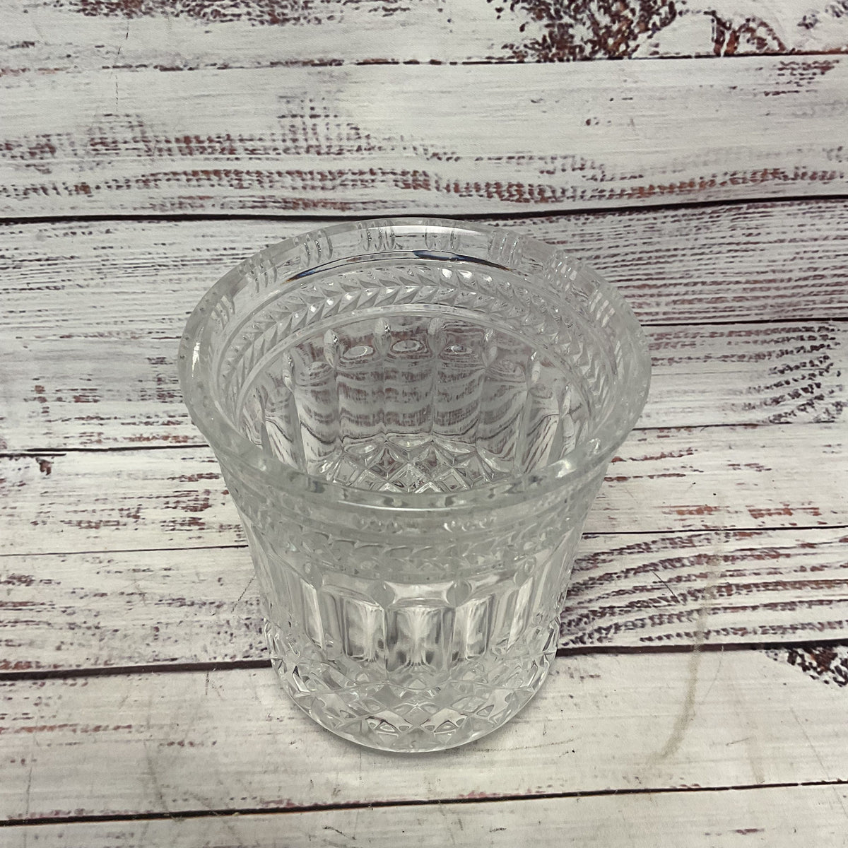 Bombay Clear Glass Cut Crystal Style 5"x5"x5.5" Vase