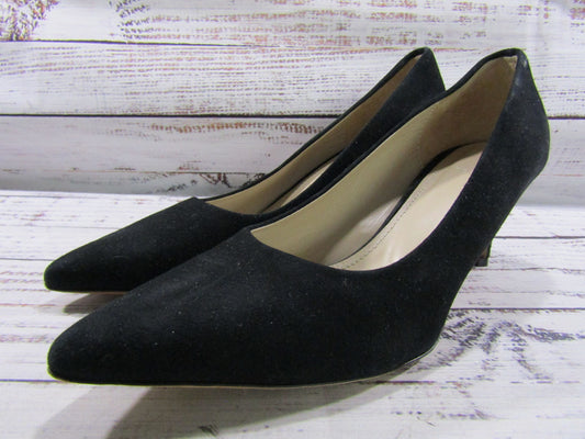 Theory City 55 Women's Black Suede Pointed Toe Pumps Size 7 Made in Italy