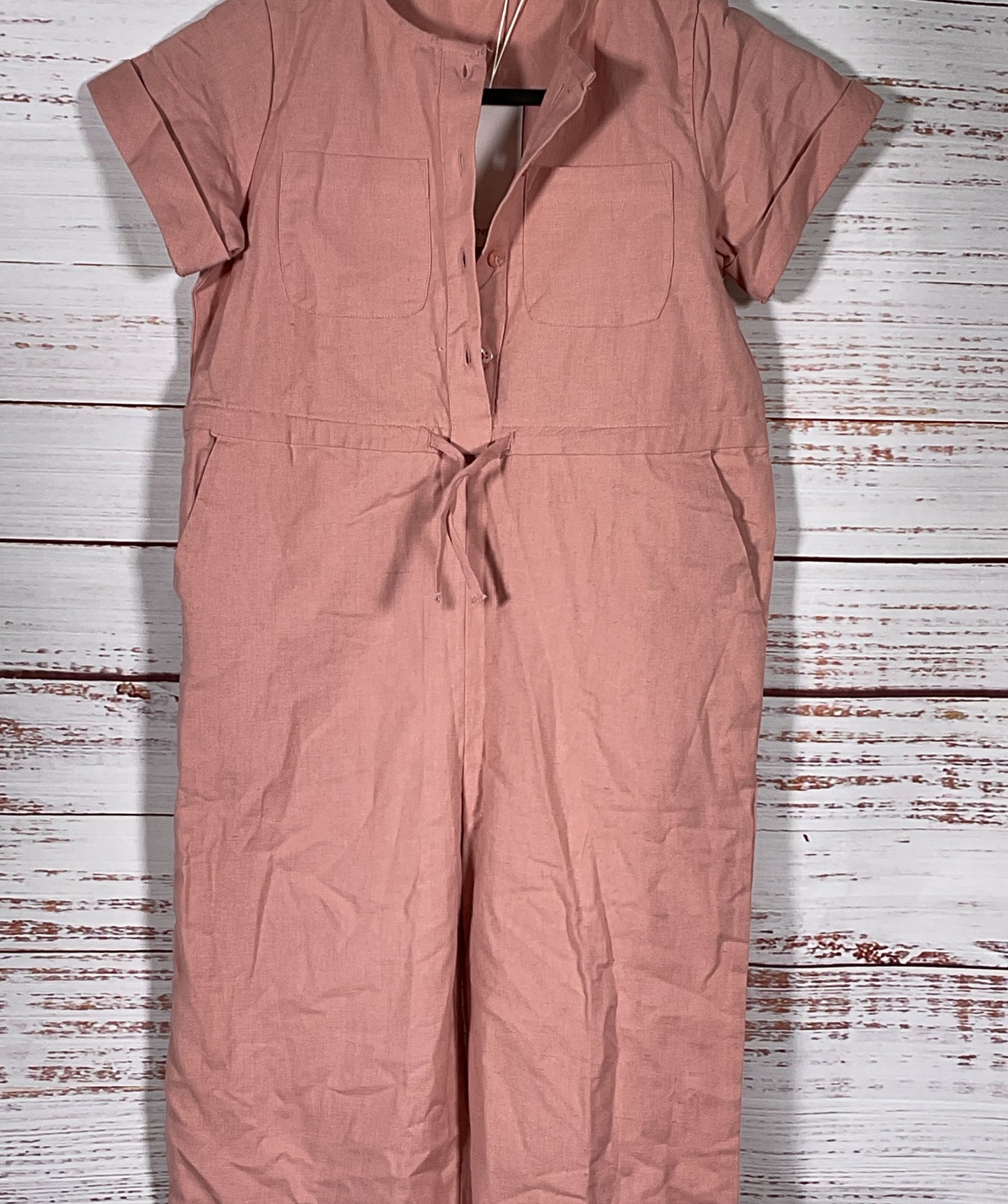 MNG Girls Bow Linen Jumpsuit Pink 7