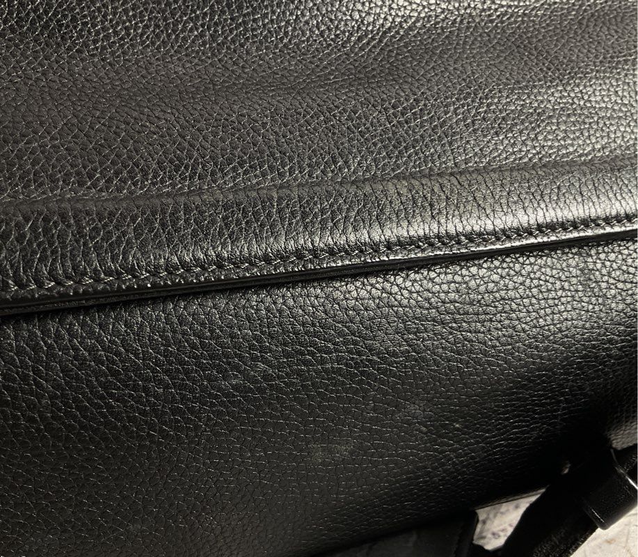 Tumi Pebble Leather Fold Over Crossbody Messenger Bag Black
