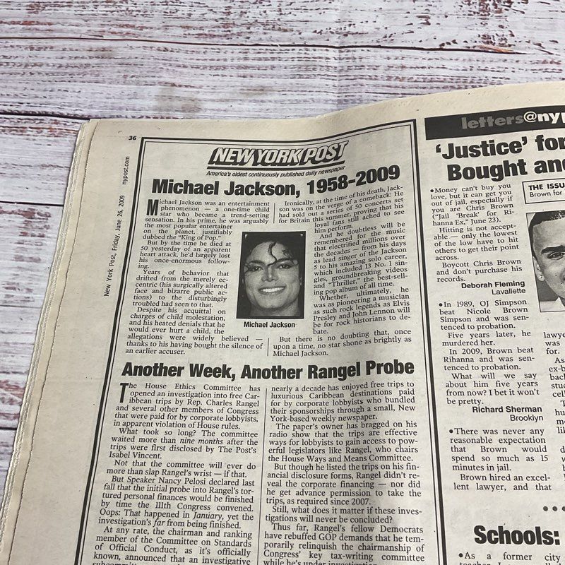 New York Post Michael Jackson King Of Pop Dead June 26, 2009