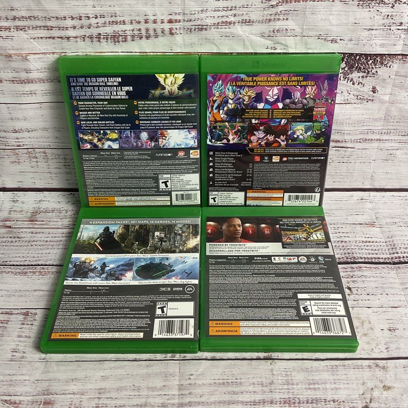 Lot of 4 Xbox One Games (Xenoverse 2, FighterZ, Star Wars Battlefront, FIFA 17)